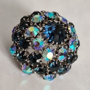 Vintage Hemisphere Domed Crystal Brooch